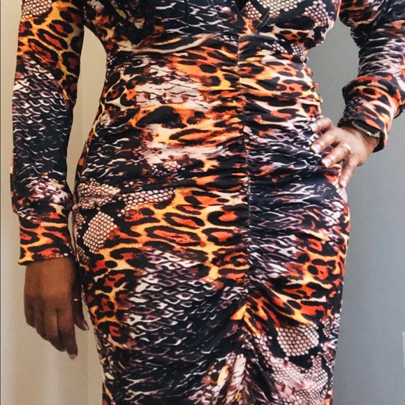Multi Animal Print Sheath Rouge Dress - Picture 3 of 5